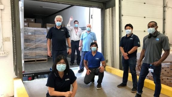 ASML Wilton employees deliver masks to Nuvance Health on June 24, 2020.