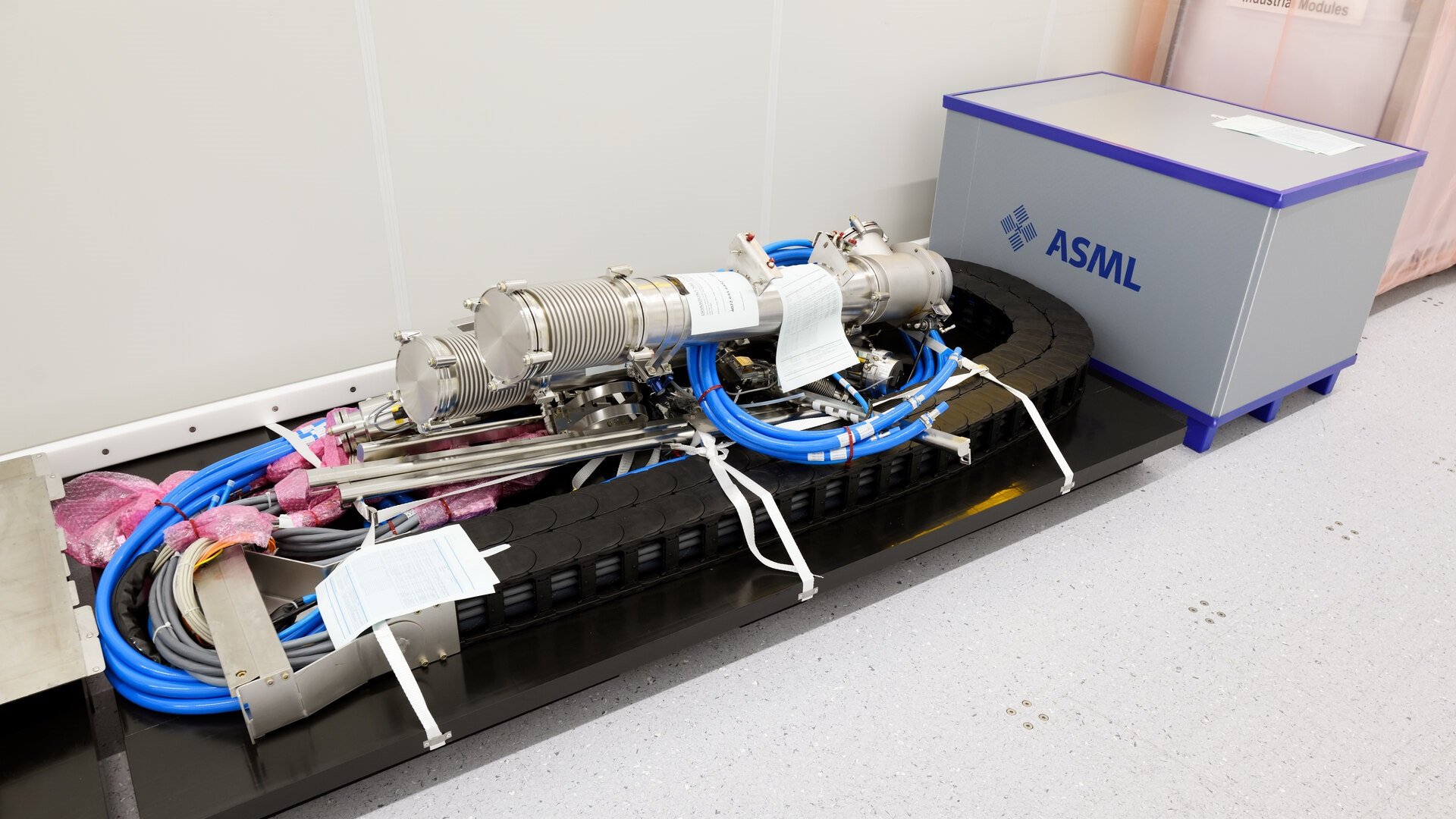 Parts for re-use sit on a pallet. Parts for re-use sit on a pallet.