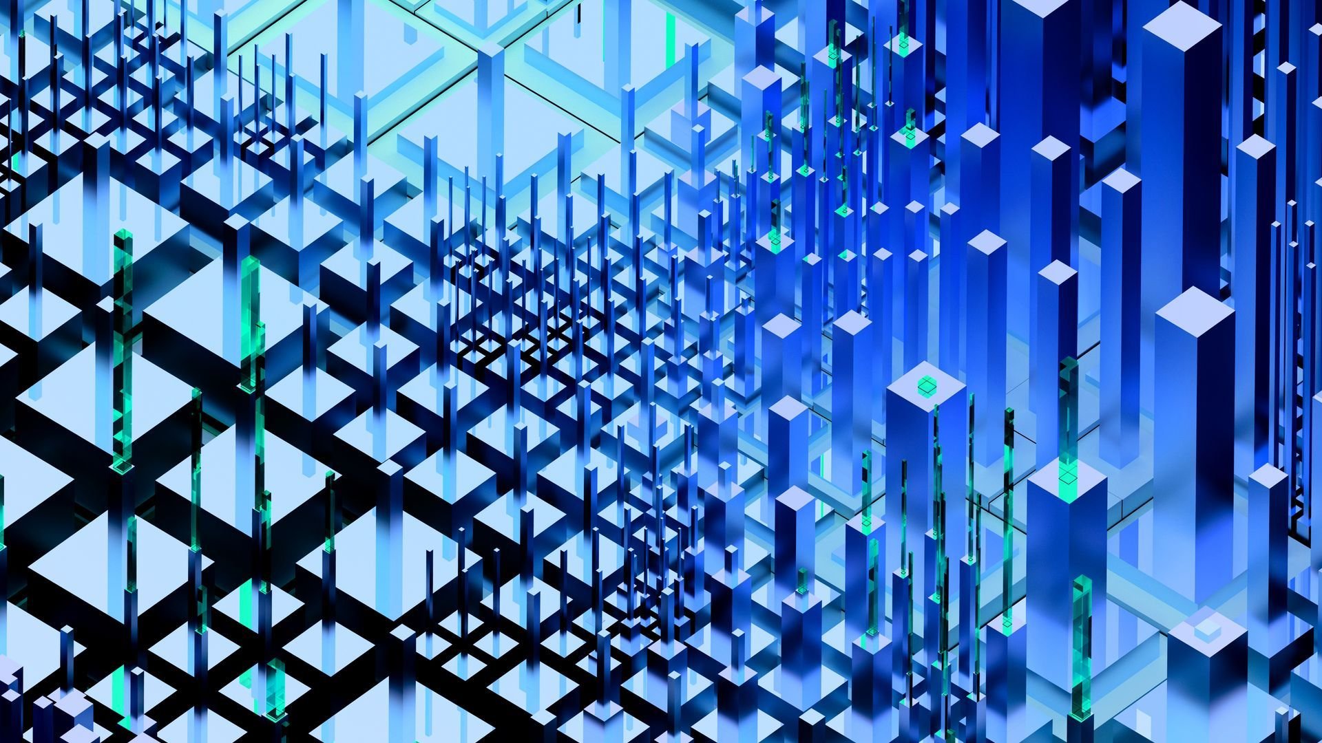 Computer image of tiny structures that make a computer chip Computer image of tiny structures that make a computer chip