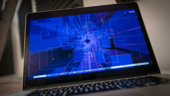 A computer screen entering the virtual environment of the ASML Technology Conference 2020